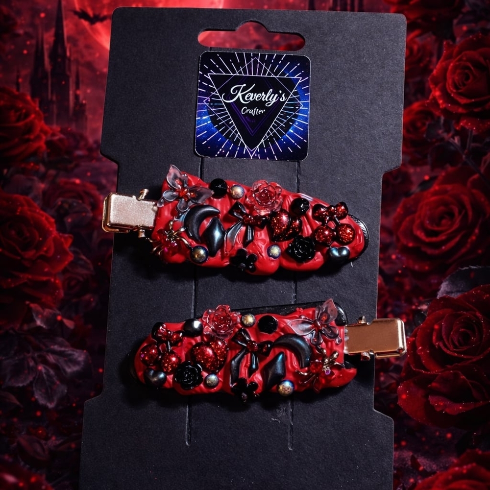 Red and Black Hair Clips